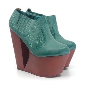 PRIVILEGED‎ TEAL PLATFORM COWBOY STYLE BOOTIE